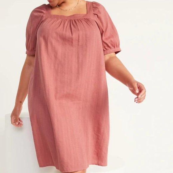 Old Navy Puff-Sleeve Dobby Mini Swing Dress for Women New - Picture 4 of 5